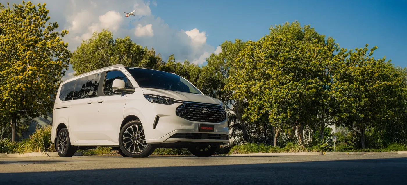 SouthRun white Ford Tourneo 8-seater van exterior in McLaren Vale