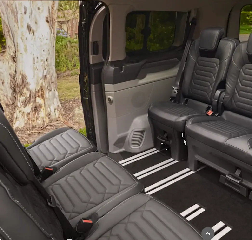 Spacious leather seating interior of the SouthRun Ford Tourneo people mover